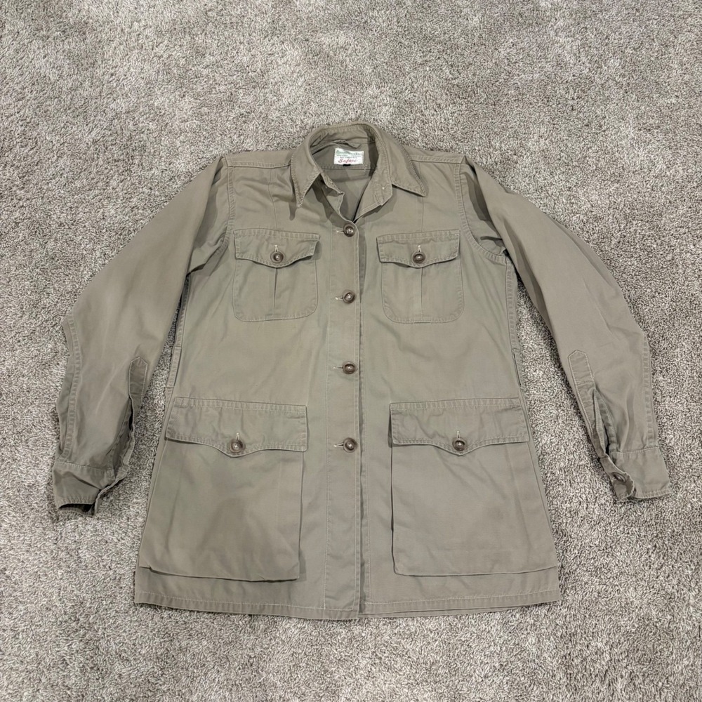 VTG 1960s Abercrombie & Fitch Safari Jacket Womens 10 Khaki 4 Pocket Field
